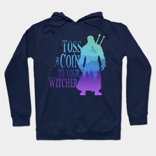 Toss a Coin to Your Witcher - blue silhouette Hoodie